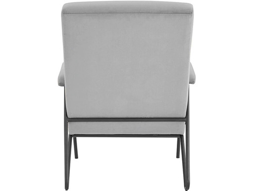 Lounge Stuhl RAFAL Samtbezug in grau, Sitzhöhe 44 cm