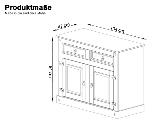 Sideboard MIGUEL mit 2 Türen in dunkel gebeizt geölt