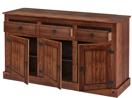 3-trg. Sideboard MIGUEL aus Kiefer in dunkel gebeizt
