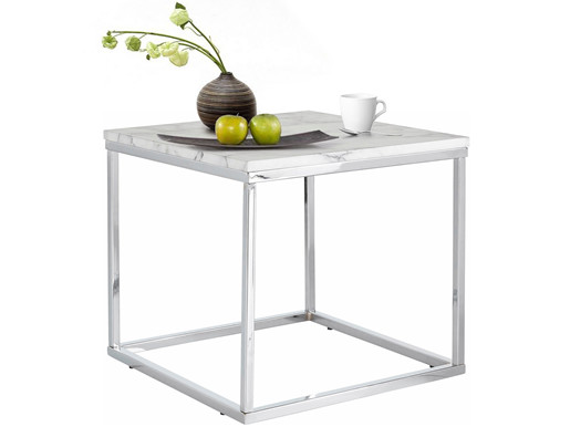 Couchtisch MARLEY 50 x 50 cm in marmorfarben/chrom
