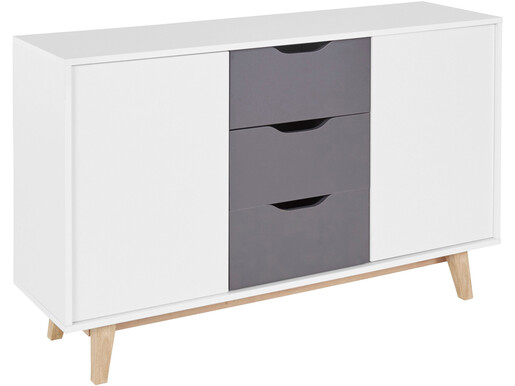2-trg. Sideboard MADS mit 3 Schubladen in weiß/anthrazit