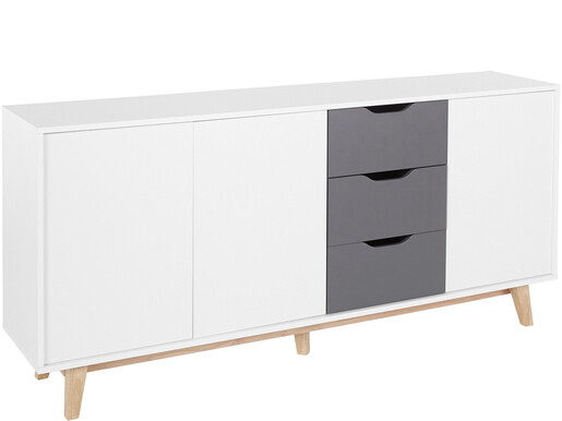 3-trg. Sideboard MADS mit 3 Schubladen in weiß/anthrazit