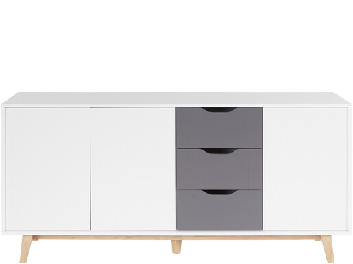 3-trg. Sideboard MADS mit 3 Schubladen in weiß/anthrazit