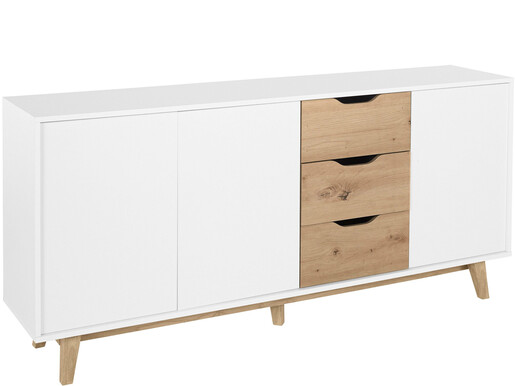 3-trg. Sideboard MADS mit 3 Schubladen in weiß/eiche