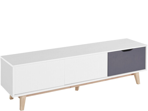 2-trg. Lowboard MADS mit Schublade in weiß/anthrazit, 160 cm