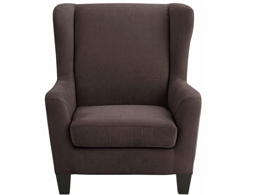 Sessel ZOE mit Hocker aus Mikrofaser in brown, Federkern