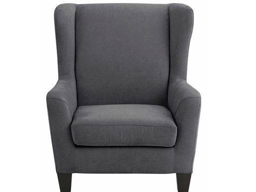 Sessel ZOE mit Hocker aus Mikrofaser in grau, Federkern