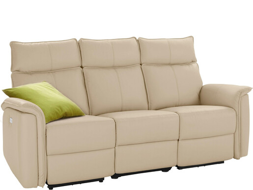 3-Sitzer Sofa ZANNY aus Leder in creme, Breite 197 cm