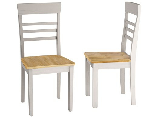 2er Set Stühle MADEIRA aus Massivholz, weiß und natur