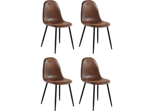 4er-Set Esszimmerstühle MIANA Mikrofaser in braun/schwarz