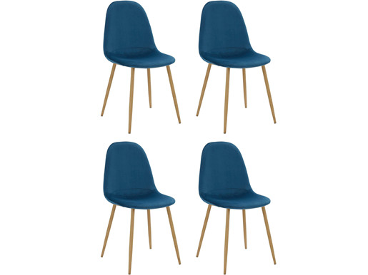 4er-Set Schalenstuhl MIANA Samt Bezug in blau