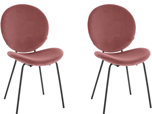 2er-Set Esszimmerstühle CARTER Bezug in Samtoptik, rosa