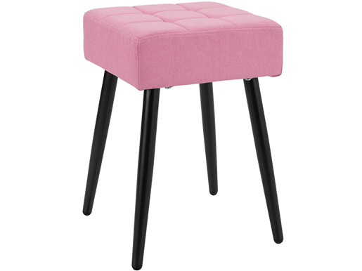 Quadratischer Hocker LALE Webstoff in rosa, Füße in schwarz