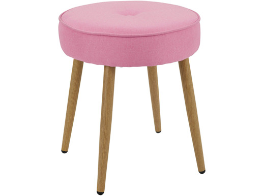 Runder Hocker THEDA Webstoff in rosa/eichefarben