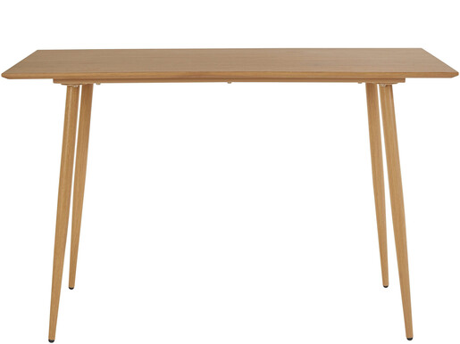 Schreibtisch Matcha, Tischplatte aus MDF in Marmoroptik, Metallbeine, Breite 110 cm in eichefarben