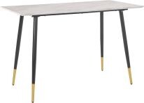 Schreibtisch Matcha, Tischplatte aus MDF in Marmoroptik, Metallbeine, Breite 110 cm in schwarz/gold | marmorfarben hell