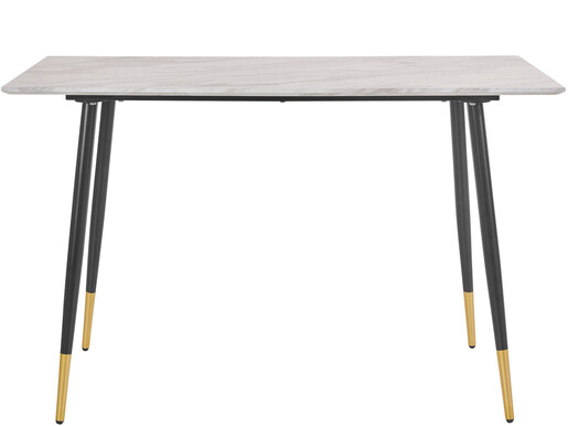 Schreibtisch Matcha, Tischplatte aus MDF in Marmoroptik, Metallbeine, Breite 110 cm in schwarz/gold | marmorfarben hell