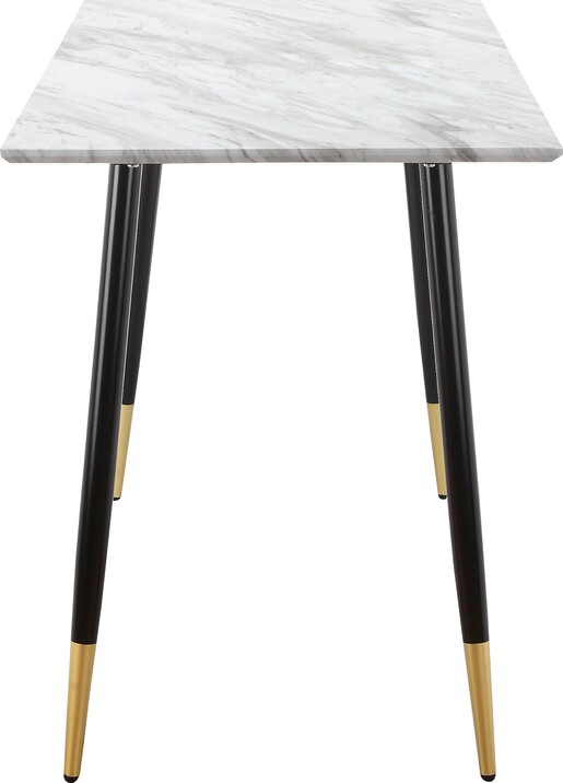 Schreibtisch Matcha, Tischplatte aus MDF in Marmoroptik, Metallbeine, Breite 110 cm in schwarz/gold | marmorfarben hell