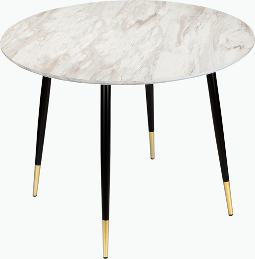 5-tlg. Essgruppe MAARIT, Esstisch Ø100 cm, Marmor/anthrazit