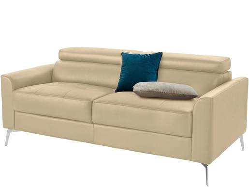 3-Sitzer Sofa JONI aus Leder in creme, Breite 185 cm