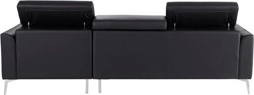Ecksofa JONI 162 cm aus Leder in schwarz, Recamiere rechts
