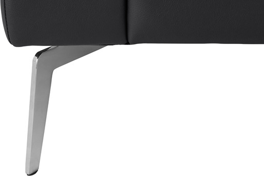 Ecksofa JONI 162 cm aus Leder in schwarz, Recamiere rechts