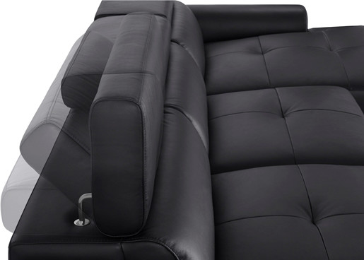 Ecksofa JONI 162 cm aus Leder in schwarz, Recamiere rechts