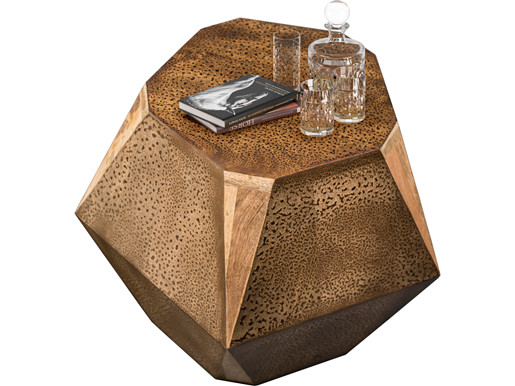 Beistelltisch ROCKY aus Mangoholz massiv in braun, 40 cm