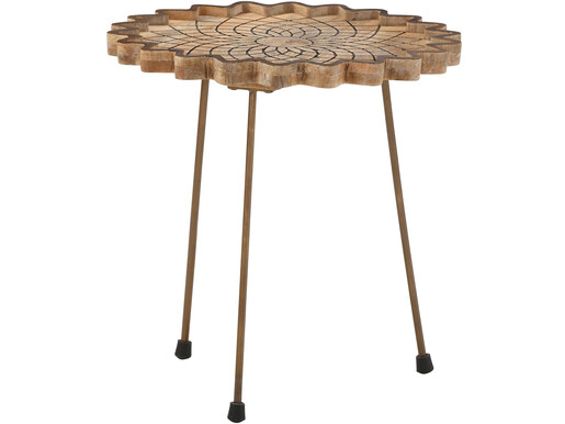 Couchtisch CAMELIA aus Mangoholz in Blütenform, Ø40 cm