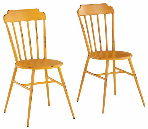 2er-Set Küchenstühle ALANE mit eckiger Rückenlehne, gelb