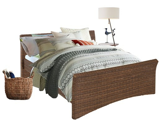 Bett NINA in 180 cm aus Rattan in braun