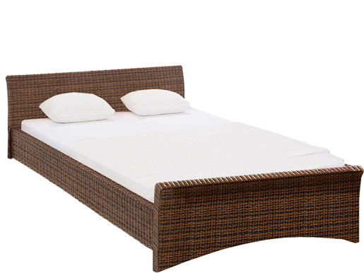 Bett NINA in 180 cm aus Rattan in braun