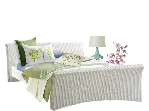 Bett NINA 180 cm aus Rattan in weiß