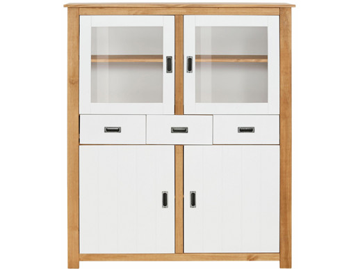 Highboard KARA Kiefer massiv in weiß & gebeizt geölt