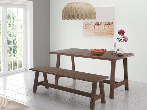 Teri Esstisch Tischplatte und Gestell aus Kiefer, Höhe 77 cm, Breite 160 cm in braun