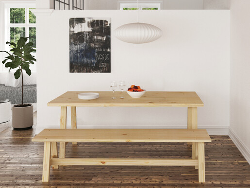 Essbank Teri (1-St), Sitzfläche, Gestell aus Kiefer,  Sitzhöhe 46 cm, Breite 200 cm in natur