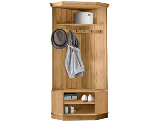 Kompaktgarderobe MAREN aus Kiefer massiv in gebeizt geölt