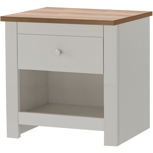 Nachtschrank Eddie aus MDF, mit einer Schublade, Oberboden in Eichenfarben