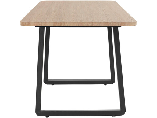 Esstisch Aire, Esszimmertisch aus MDF, Kufengestell aus Metall, Breite 200 cm in Wildeiche & schwarz