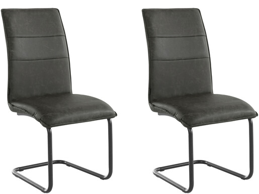Freischwinger Jayne (Set, 2 St), Esszimmerstuhl, Bezug in Lederoptik, Metallgestell in schwarz, Sitzhöhe 46 cm Sitz in anthrazit