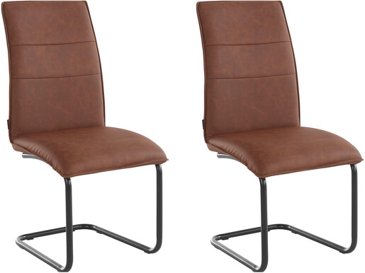 Freischwinger Jayne (Set, 2 St), Esszimmerstuhl, Bezug in Lederoptik, Metallgestell in schwarz, Sitzhöhe 46 cm Sitz in Cognac