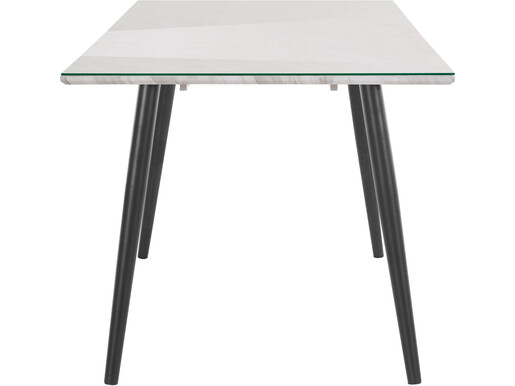 Esstisch Manny in Marmoroptik mit Glasplatte, Metallgestell schwarz Breite 160 cm