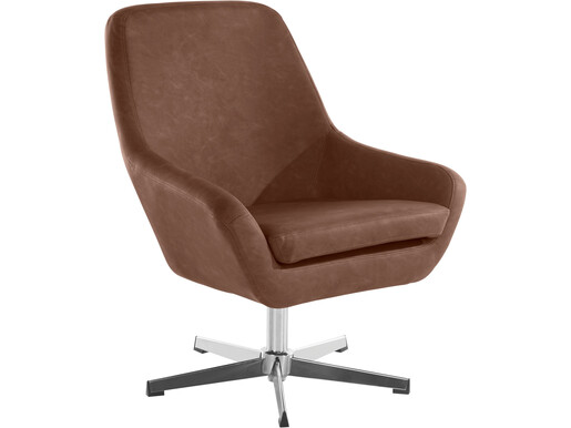 Loungesessel Tessa, Bezug in PU-Lederoptik, Metall Chromgestell, Sitzhöhe 45 cm in braun