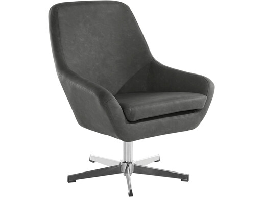 Loungesessel Tessa, Bezug in PU-Lederoptik, Metall Chromgestell, Sitzhöhe 45 cm in grau
