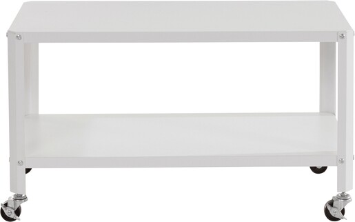 Couchtisch SELINE mit Rollen 46 cm Höhe aus Metall in weiß