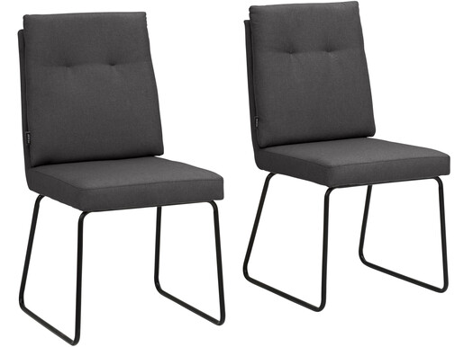 Esszimmerstuhl Jim (Set, 2 St), Polsterstuhl, Kufengestell aus Metall, Sitzhöhe 49 cm in anthrazit