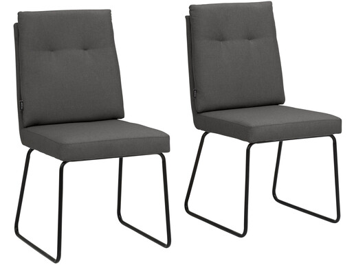 Esszimmerstuhl Jim (Set, 2 St), Polsterstuhl, Kufengestell aus Metall, Sitzhöhe 49 cm in anthrazit