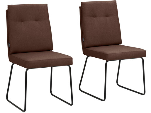 Esszimmerstuhl Jim (Set, 2 St), Polsterstuhl, Kufengestell aus Metall, Sitzhöhe 49 cm in Cappuccino