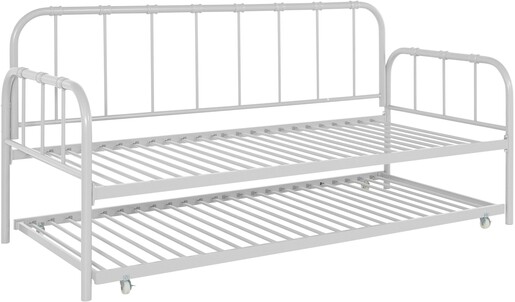Metallbett Lattenrost, ausziehbare Schlafffläche, Liegefläche in white 90 x 200 cm