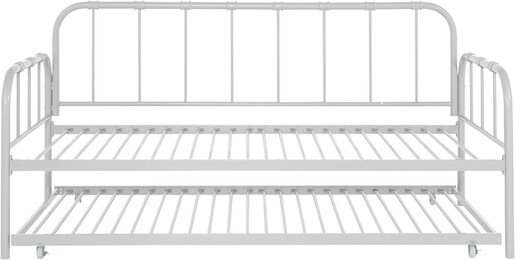 Metallbett Lattenrost, ausziehbare Schlafffläche, Liegefläche in white 90 x 200 cm